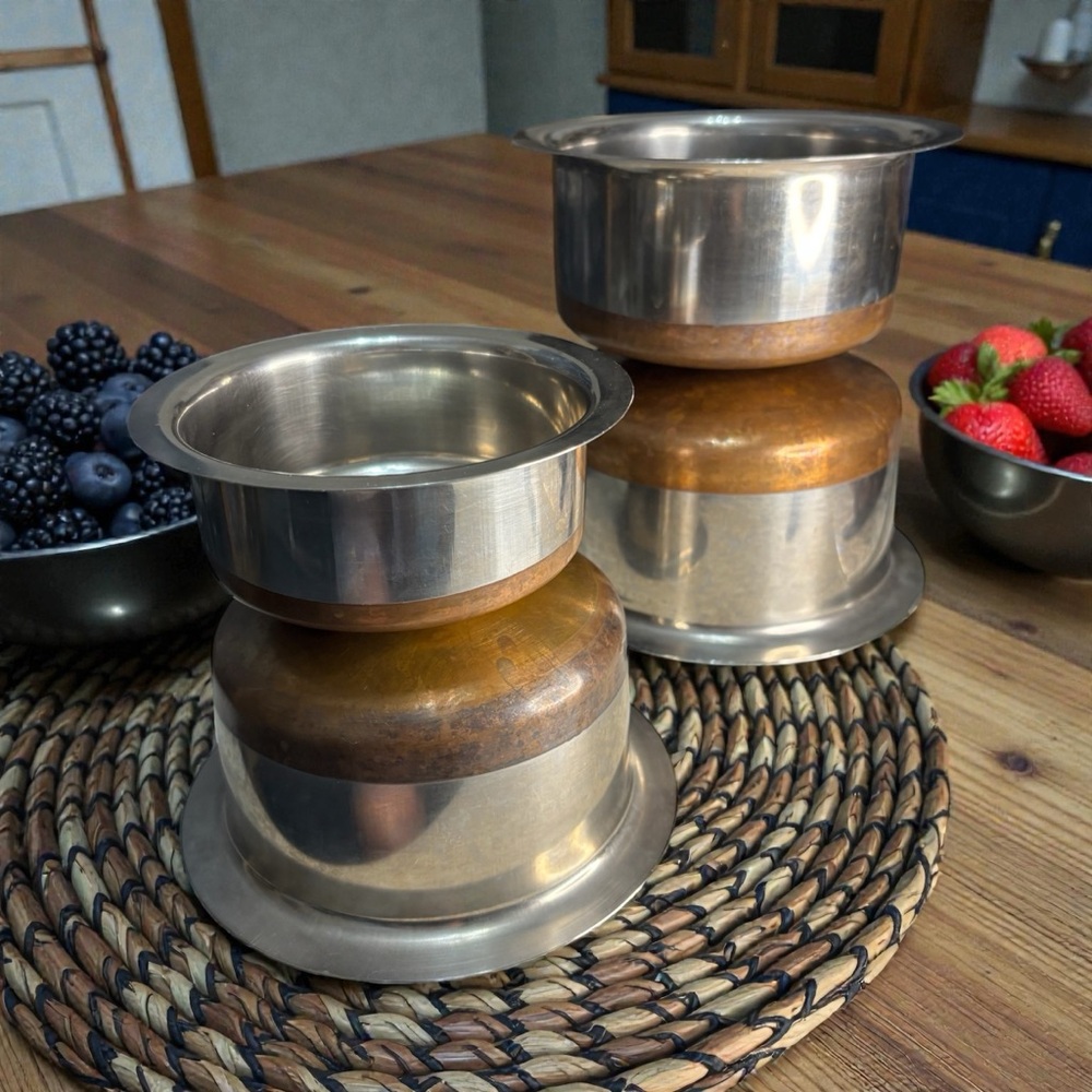 Set 4 Nesting Stainless Steel Copper Bottom Saucepan Utility Insert Pan Mixing